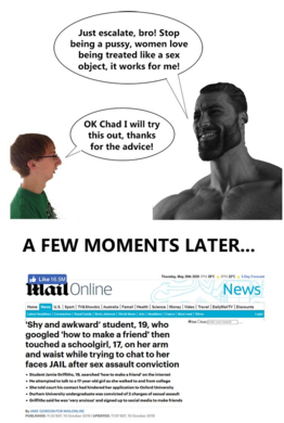 Incel tries to escalate Chad advice just escalate bro.png