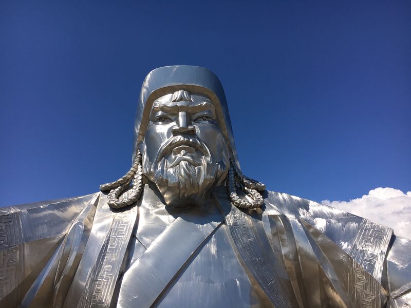 File:2017. Massive statue of Chinggis Khan at Tsonjin Boldog, North of Ulaanbaatar, Mongolia. Tsonjin Boldog is the place Chinggis found a golden whip, which led him to becoming the leader of Mongolia. (39.jpg
